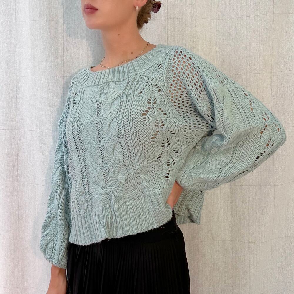 Powder Blue Knit Sweater Size Large